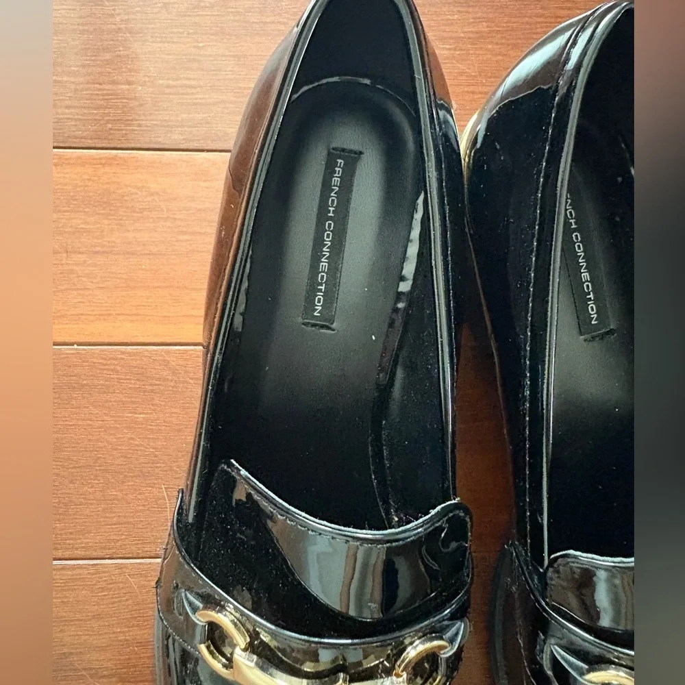 French Connection Black Loafers with Gold Detail - Picture 2 of 7